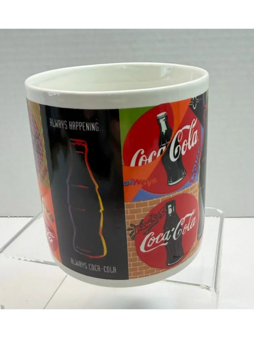 Coca-Cola Always Happening Coffee Mug Retro Pop Art Colorful Vintage 1990s